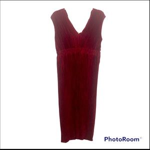 Pleated Plisse Red Party Dress sz Medium